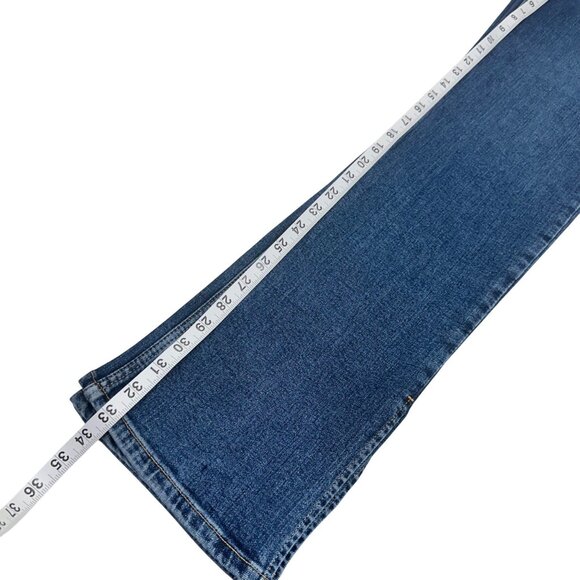 Zara Womens Hi-Rise Straight Leg Blue Denim Jeans Size USA 12 Side Ankle Split - Picture 6 of 13